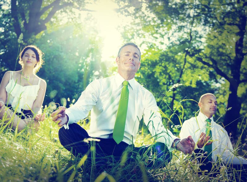 Business People Yoga Relaxation Wellbeing Concept