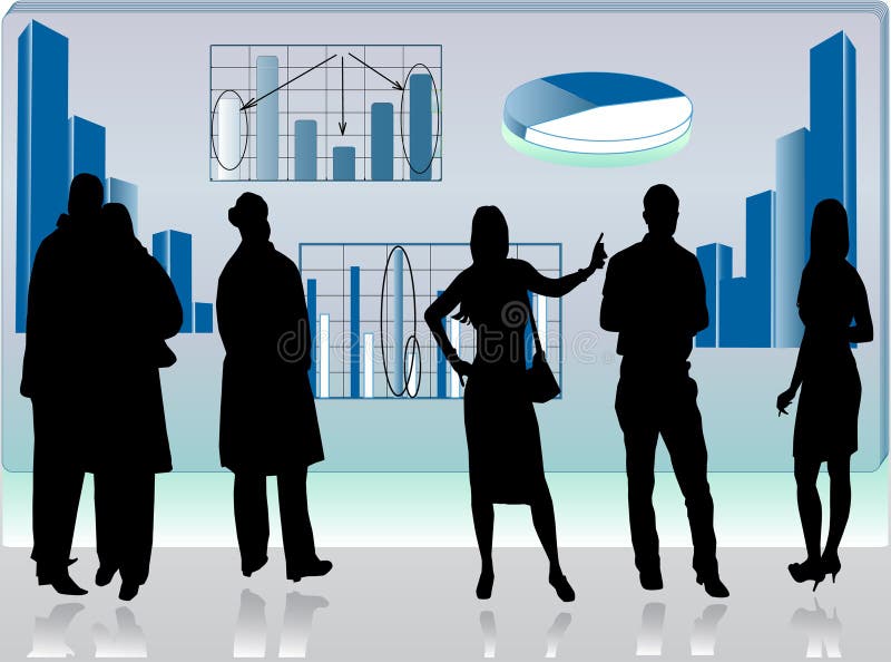 Business picture with people silhouettes