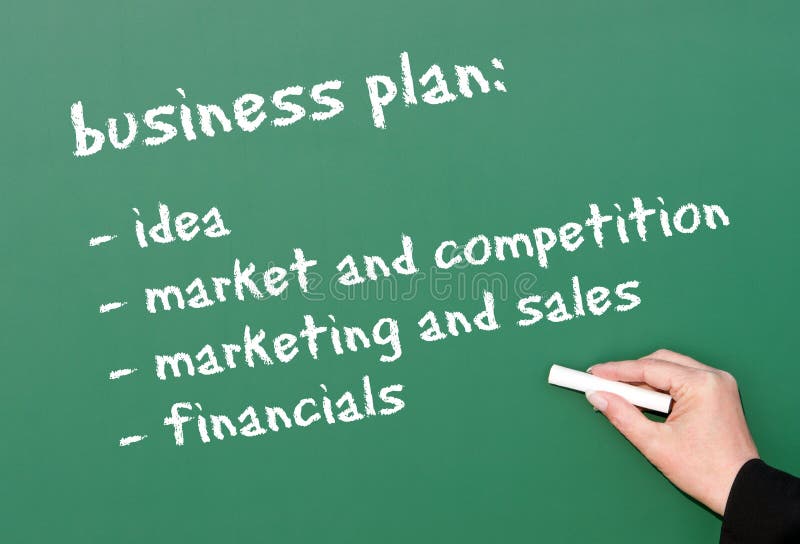 Business plan on chalkboard stock photos