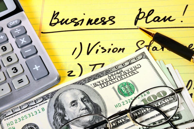 Business plan with money and calculator