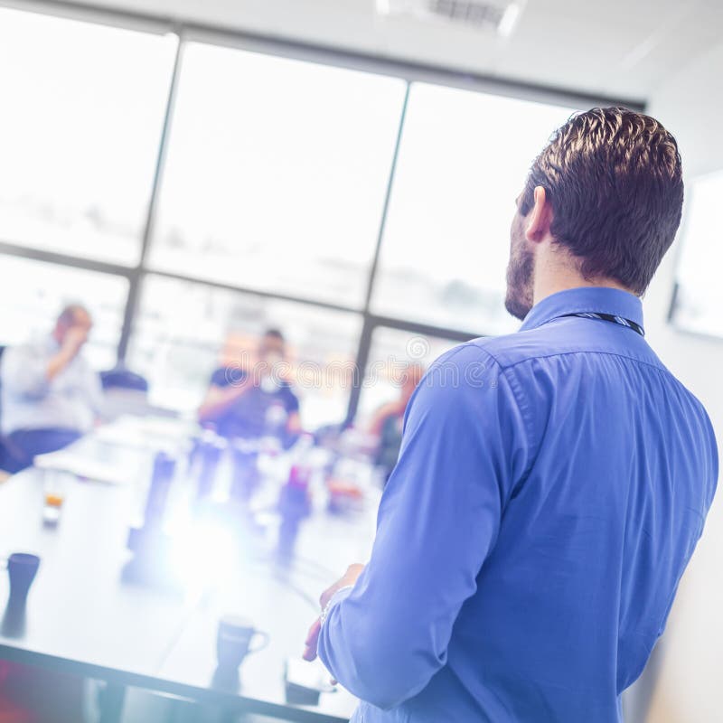 Business presentation on corporate meeting. stock photography