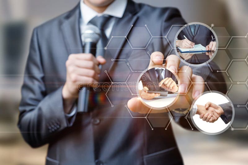 Business presentation with data analysis in focus royalty free stock images