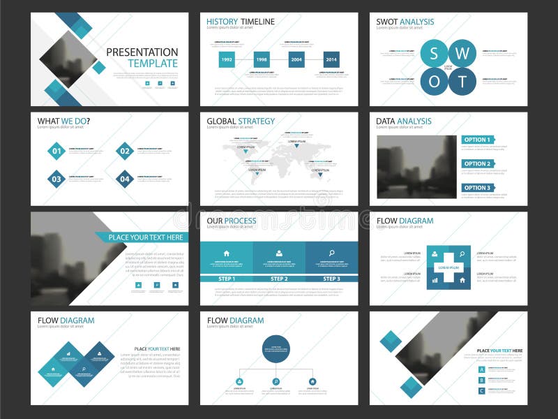 Business presentation infographic elements template set, annual report