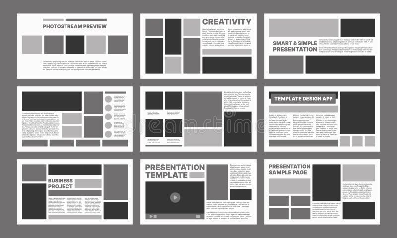 Business presentation. Web pages templates simple ui layout with place for personal text dividers buttons user titles vector illustration