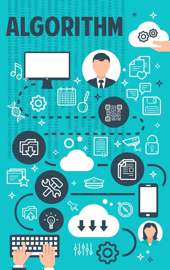 Business process algorithm flowchart banner royalty free illustration Business process algorithm flowchart banner royalty free illustration