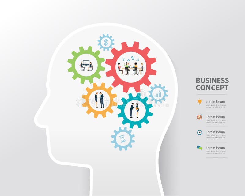 Business process and business creative in human head concept vector illustration Business process and business creative in human head concept vector illustration