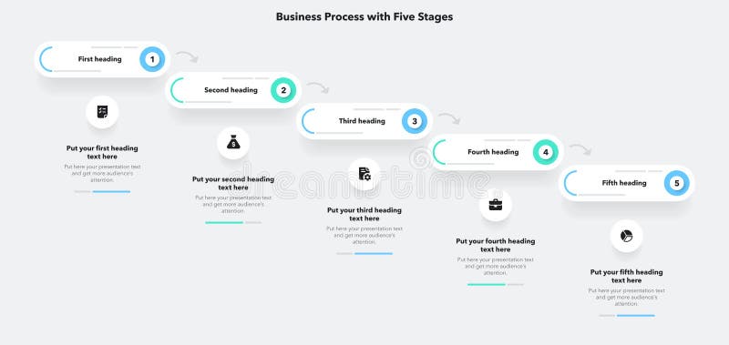 Infographic for business process with five stages vector illustration