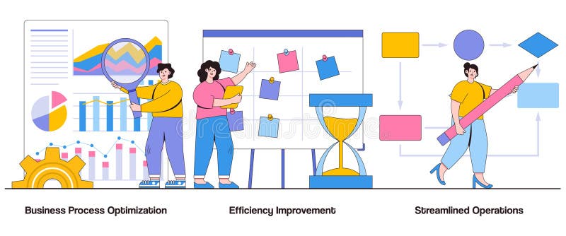 Business Process Optimization, Efficiency Improvement, Streamlined Operations Concept with Character. Process Improvement Abstract stock illustration