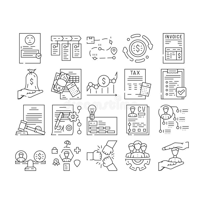 Business process technology icons set vector royalty free illustration