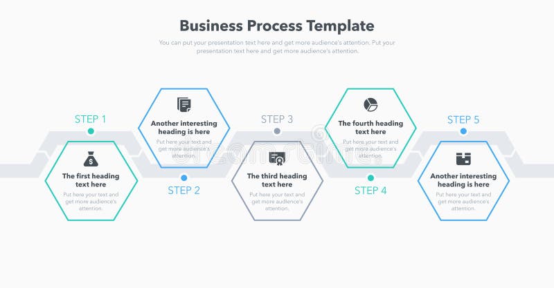 Business process template with five steps vector illustration