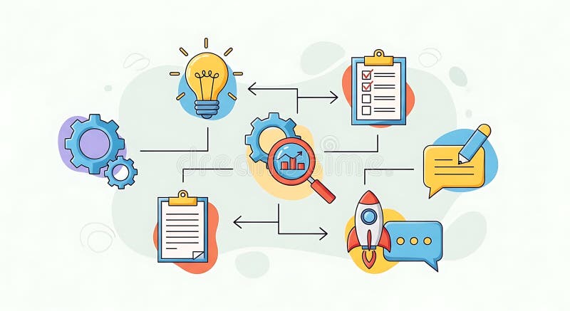 Business Process Workflow, Idea Generation, Startup Concept, Vector royalty free illustration