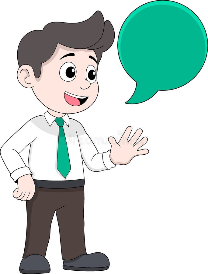 Business Professional Presenting with Blank Speech Bubble Explanation Concept stock illustration