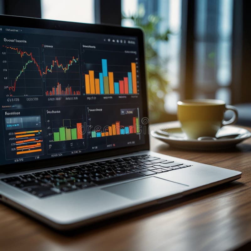 Rapoarte de activitate și date privind vânzările cu ajutorul graficului financiar de rețea pentru servicii bancare online pentru s vector illustration