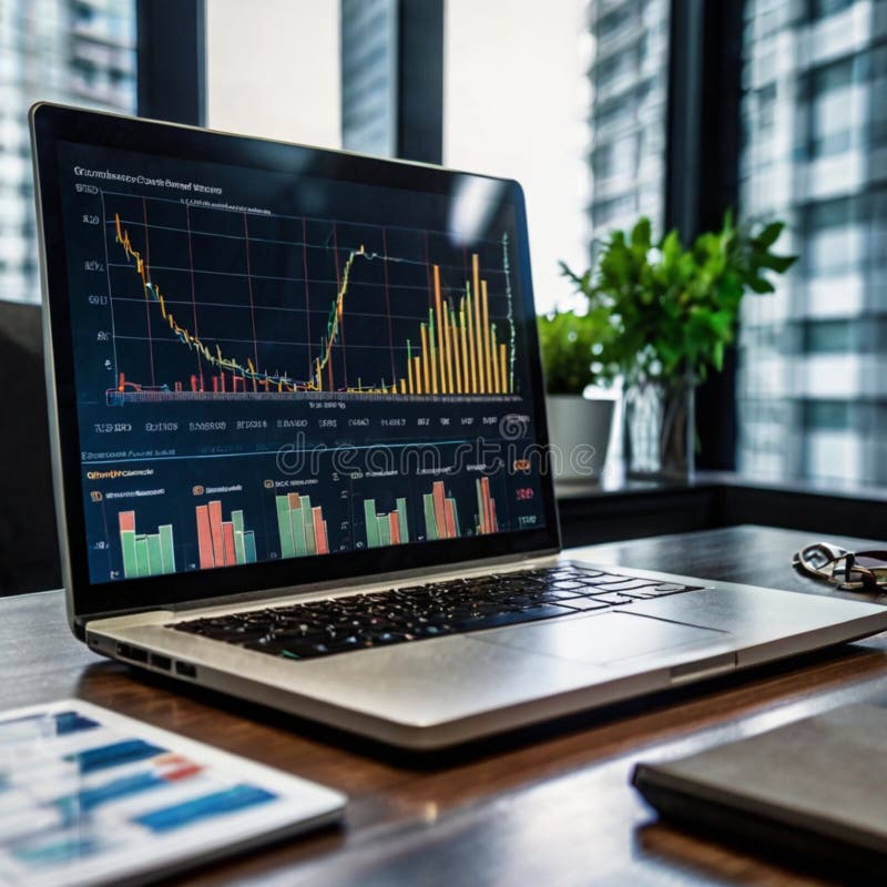 Rapoarte de activitate și date privind vânzările cu ajutorul graficului financiar de rețea pentru servicii bancare online pentru s vector illustration