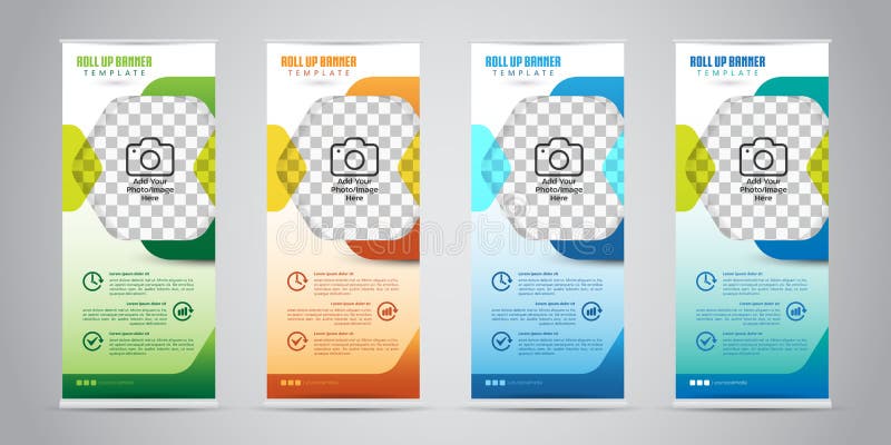 Business Roll Up Banner with 4 Various Color. Standee vector illustration Business Roll Up Banner with 4 Various Color. Standee vector illustration