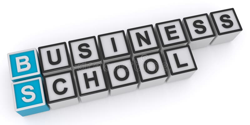 Business school word block vector illustration