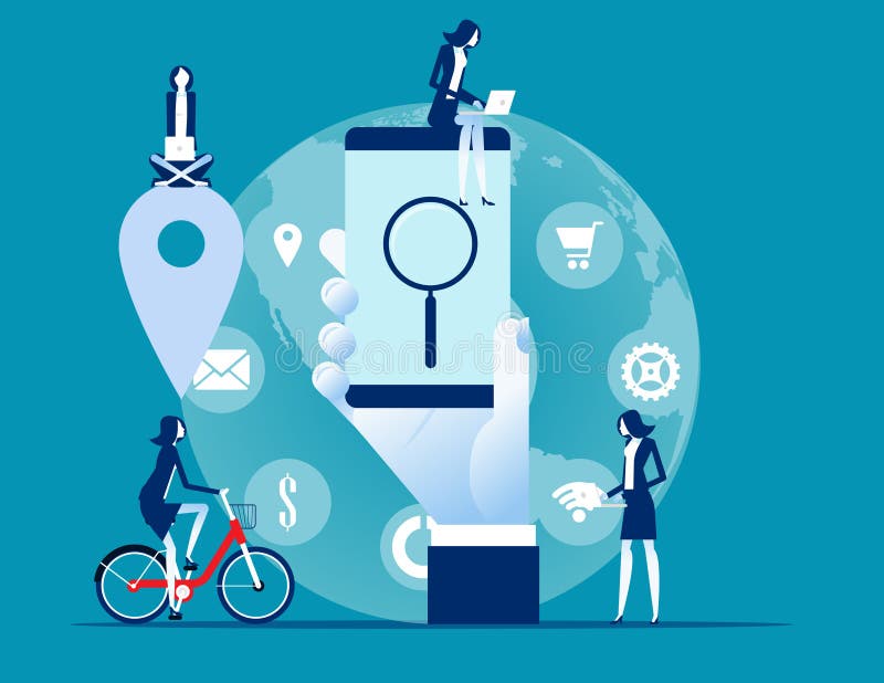 Business Searching. Find Us Concept. Navigation and Location Stock