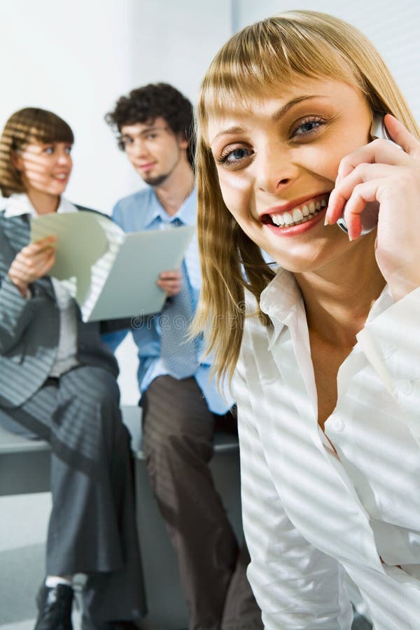 The Business Secretary in an Office with Folders Securities Documents