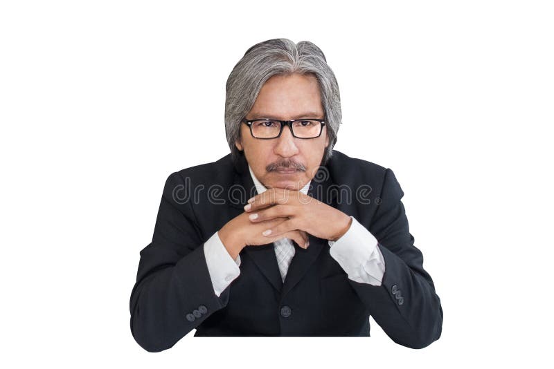 Business senior old man serious in office working stock photo Business senior old man serious in office working stock photo