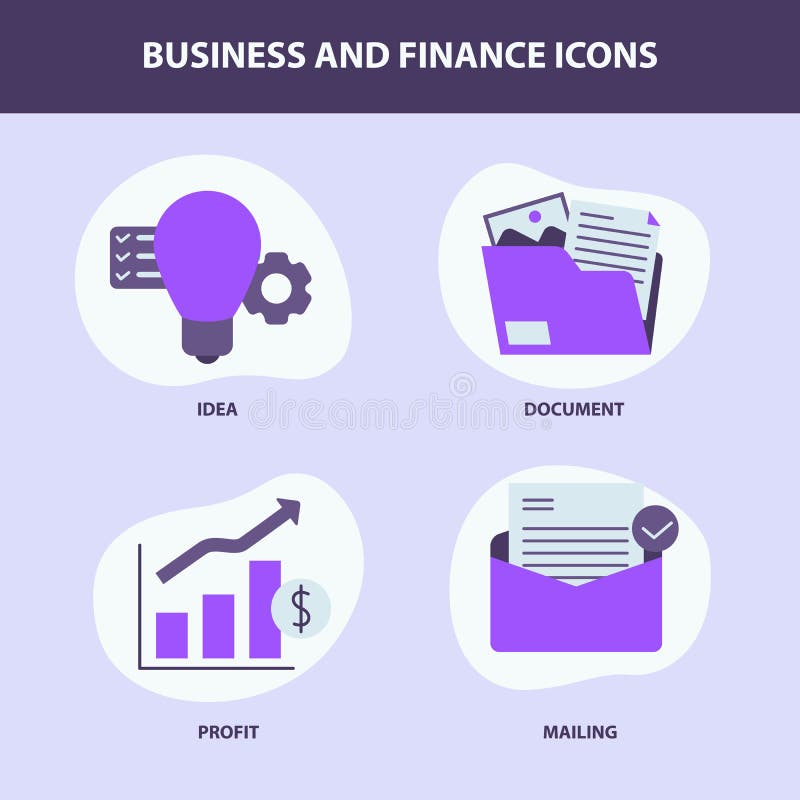 Business set collection icon with icons for idea document graph and envelope vector illustration
