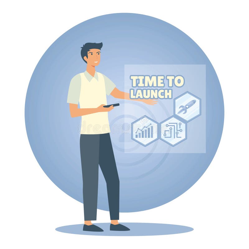 Business Start up. Writing displaying text Time To Launch. stock illustration