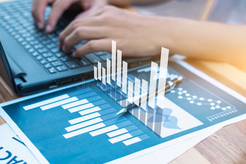 Statistiky podnikání úspěch koncepce podnikatel analytics finanční účetní trhu graf a graf linka , selektivní zaměření.