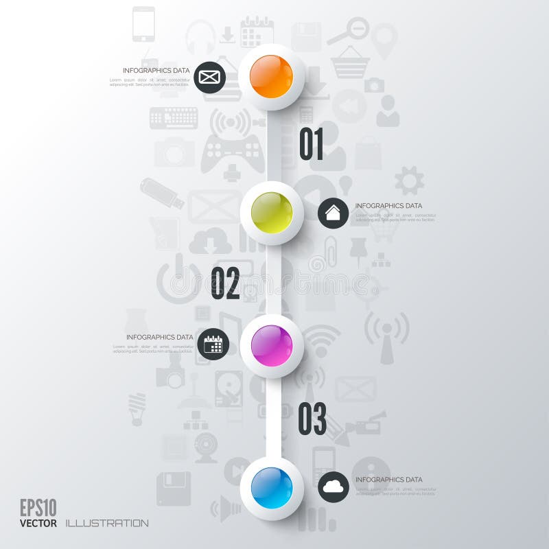 Timeline Background with Place for Text and Color Infographic Icons ...