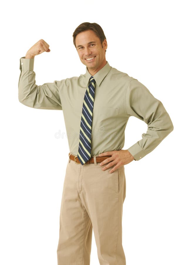 Portrait of a businessman flexing his muscle. Portrait of a businessman flexing his muscle.