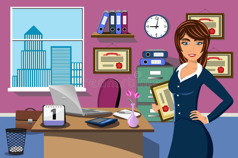 Business Successful Woman Office Prize Award royalty free illustration