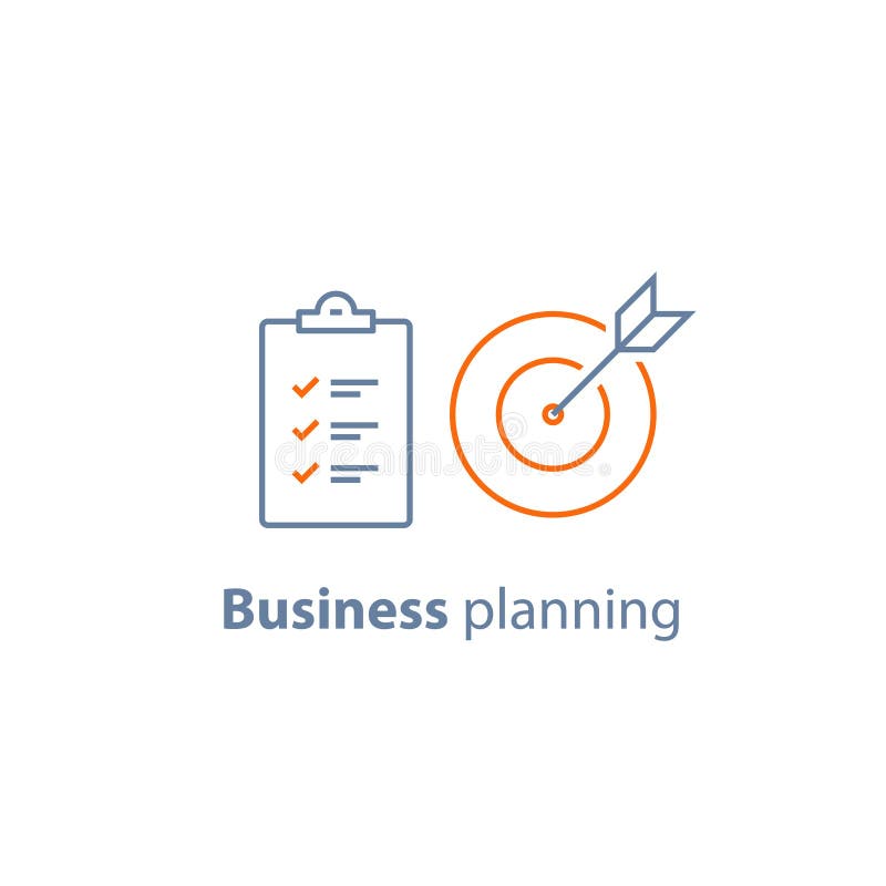 Project management, business targeting, simple solution, successful strategy, improvement checklist, survey clipboard, enrollment stock illustration