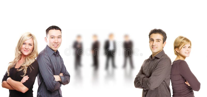 Business partners are posing against white background. Business partners are posing against white background