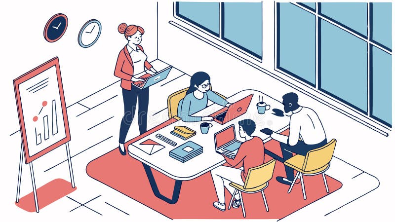 Business team brainstorming session collaborative ideas and office teamwork Generative AI stock illustration