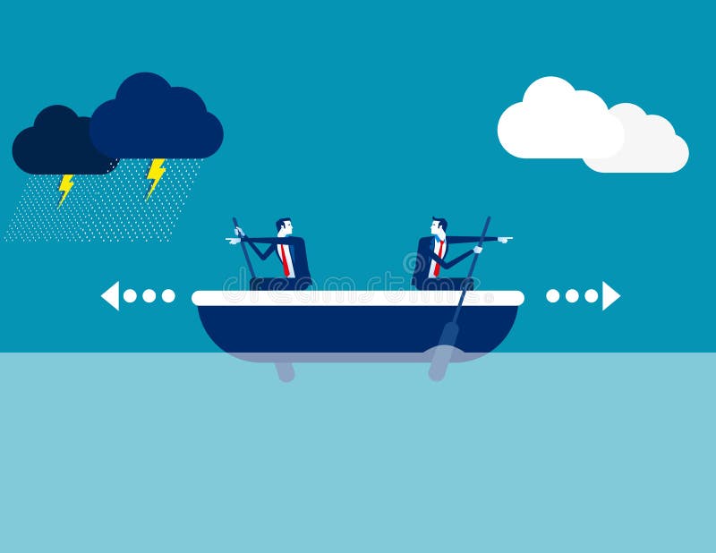 Business team and direction. Concept business direction vector illustration, Boat, Challenge, Risk royalty free illustration Business team and direction. Concept business direction vector illustration, Boat, Challenge, Risk royalty free illustration