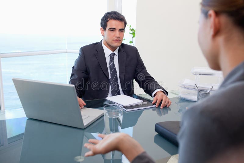 Business team during a meeting stock images