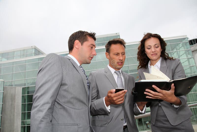 Business team standing outside