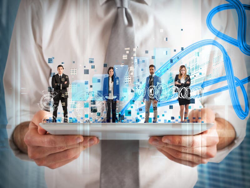 Businessman holding tablet with on his team. Businessman holding tablet with on his team