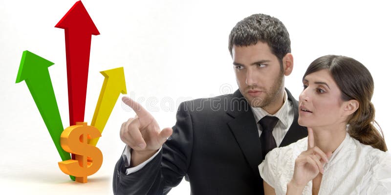 Business team and three dimensional arrows royalty free stock photography