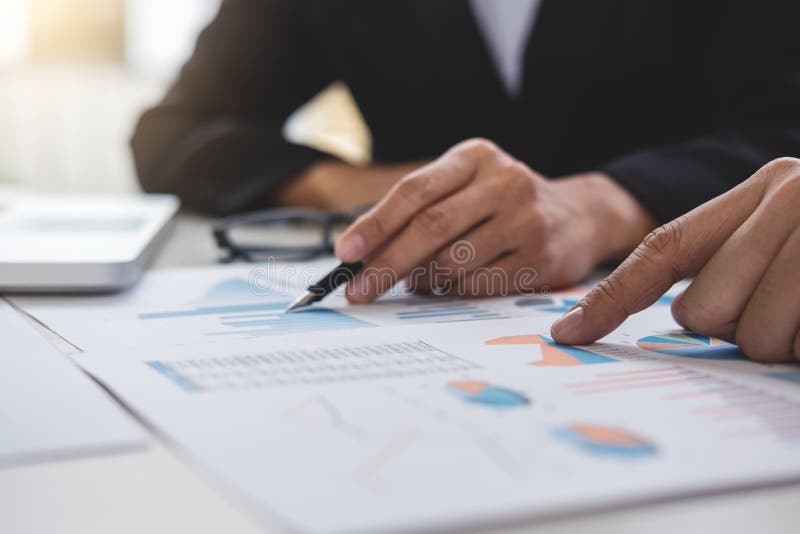 Business team two executive colleagues discussing and analysis w stock photos
