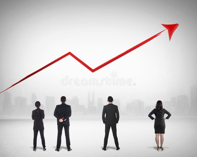 Business Team Watching Sales Grow Up stock image Business Team Watching Sales Grow Up stock image