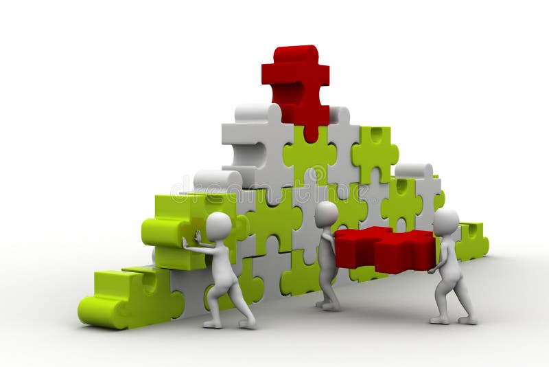 Business team work building a puzzle royalty free illustration