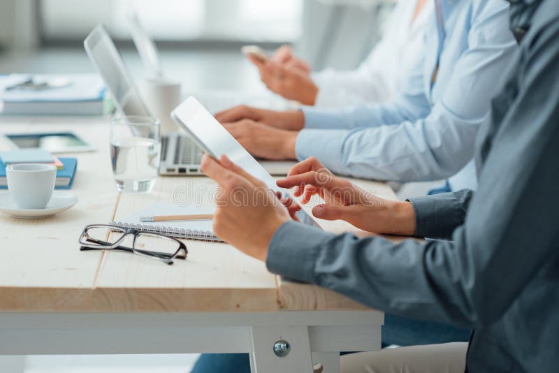 Business team working at office desk