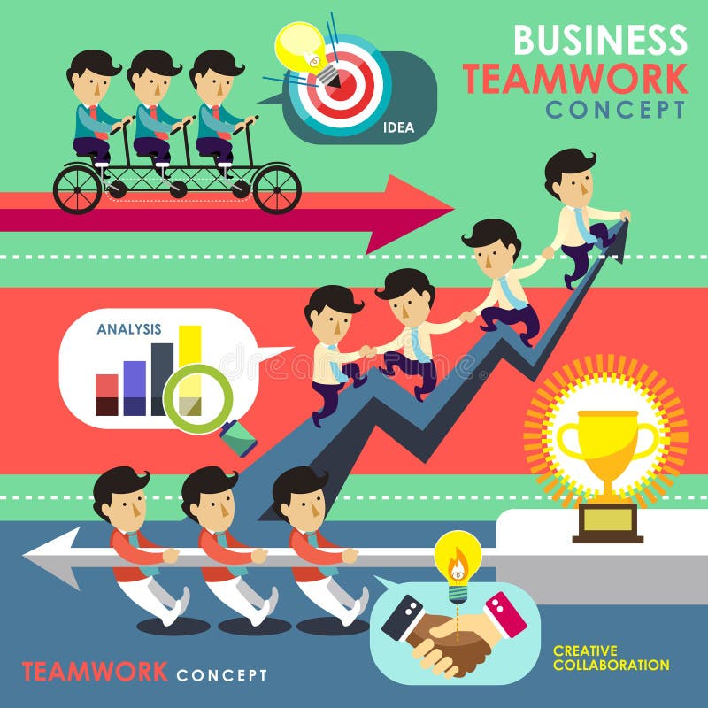 Business teamwork concept in flat design stock illustration