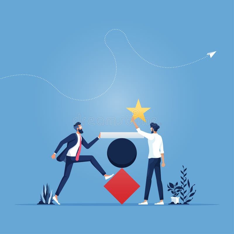 Business teamwork concept-Team building and balance Different shapes vector illustration