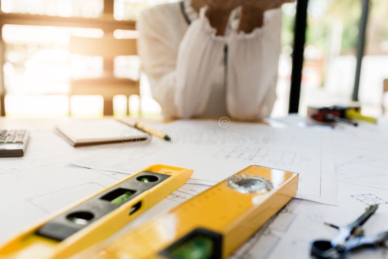 Business teamwork of engineer construction meeting. stock image