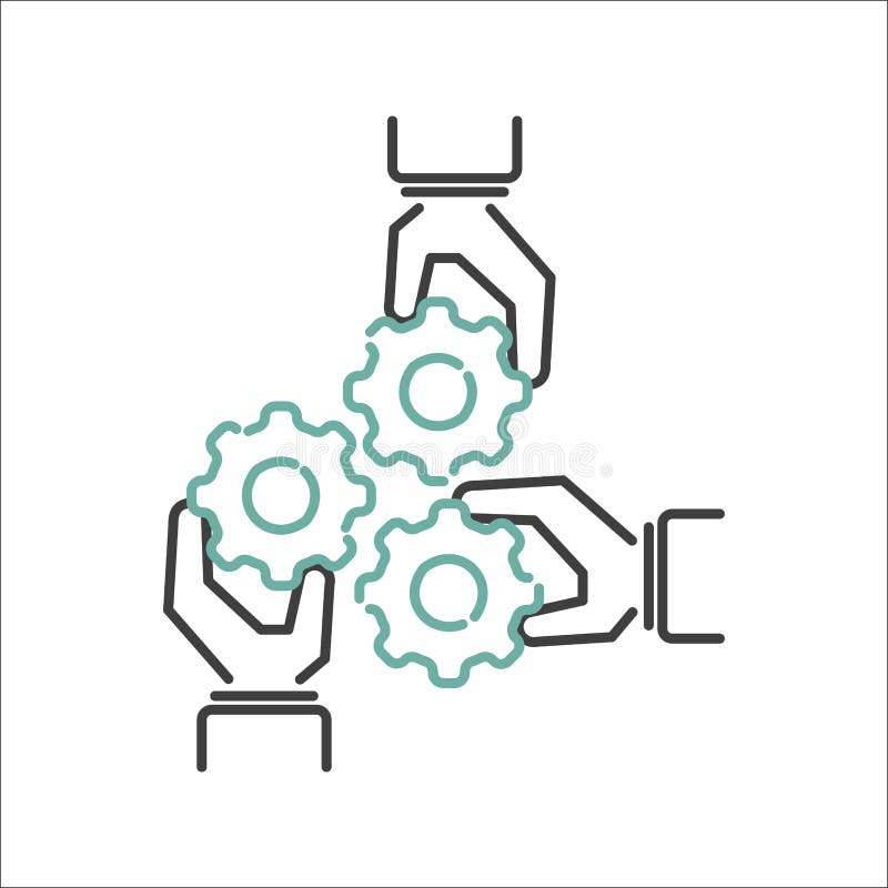 Business teamwork outline icon vector. royalty free illustration