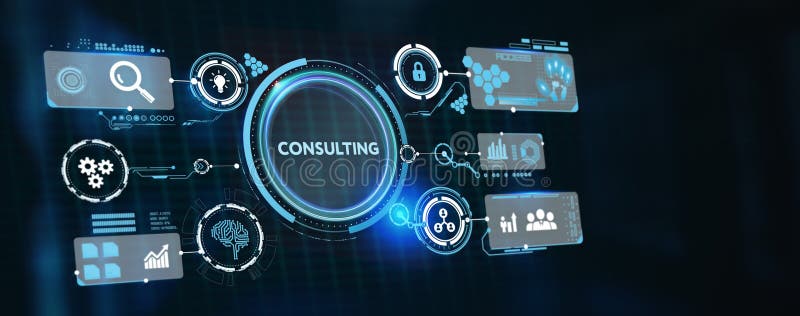 Business, Technology, Internet and network concept. Consulting Expert Advice Support Service. 3d illustration stock illustration