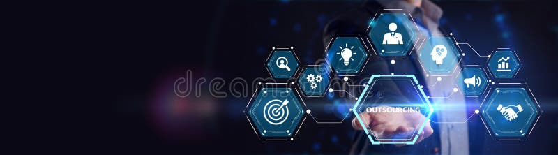 Business, Technology, Internet and network concept. Outsourcing human resources vector illustration