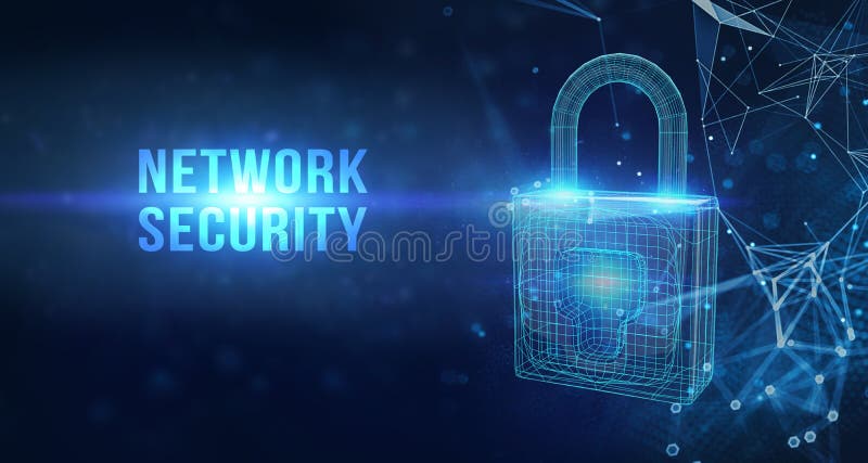 Business, technology, internet and networking concept. Network security word on virtual screen. 3D illustration royalty free illustration