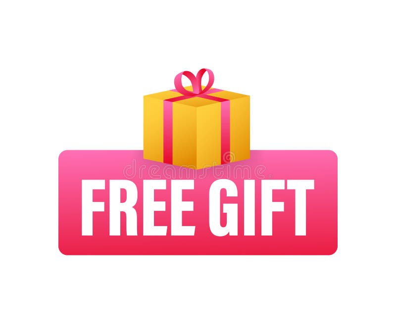 Business template with red free gift on white background for banner design. Vector business template. Present gift box stock illustration Business template with red free gift on white background for banner design. Vector business template. Present gift box stock illustration