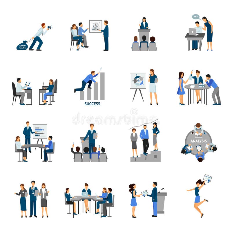 Business Training Set vector illustration